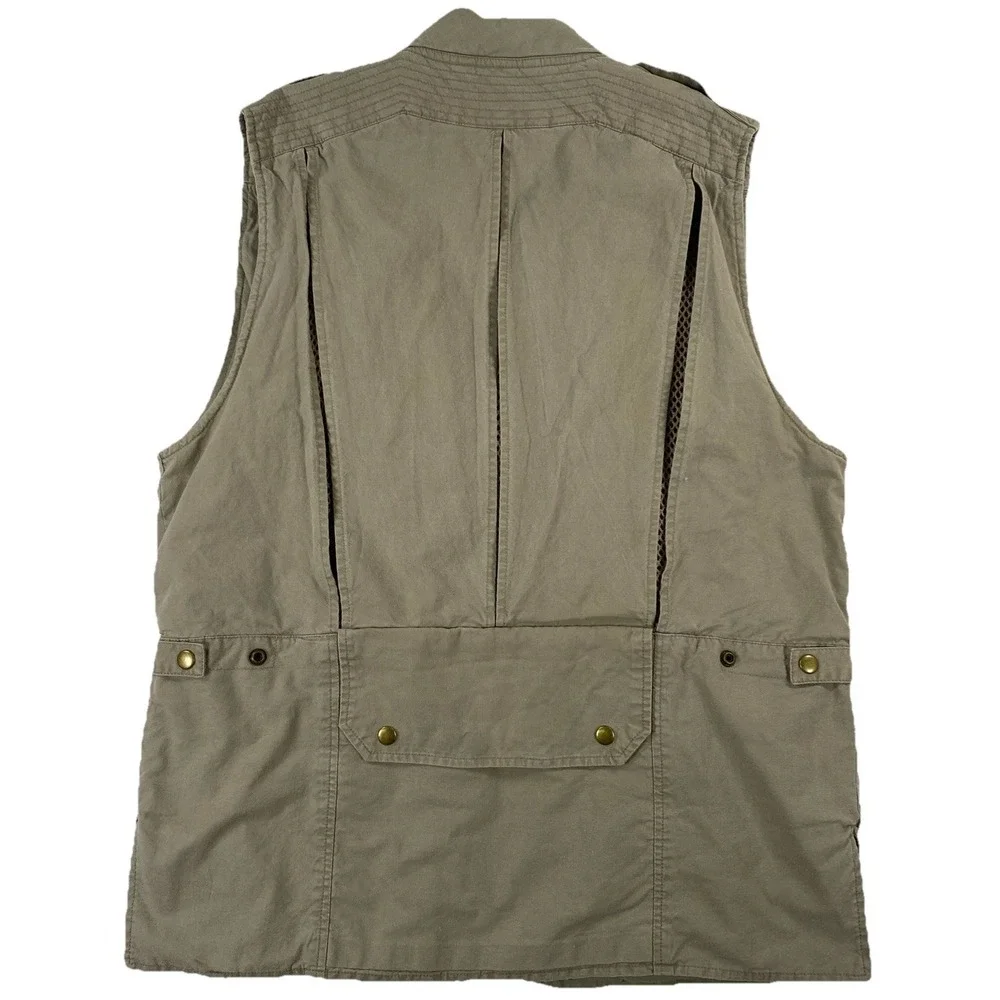 Vintage Banana Republic Safari Travel Vest‎ Multiple Pockets Beige Men's Large